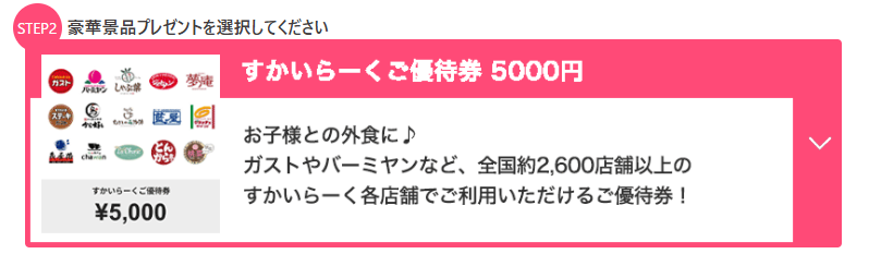 抽選でもらえる豪華プレゼントを選択!