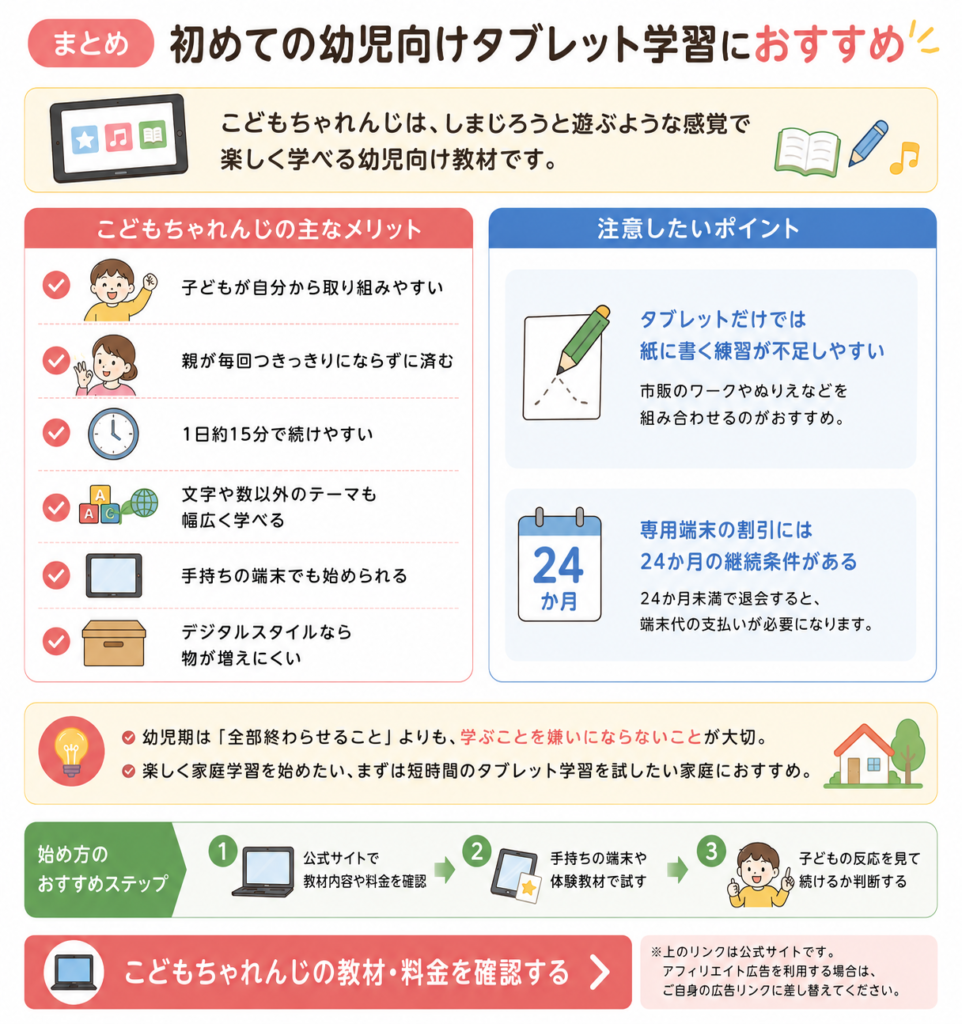 まとめ|初めての幼児向けタブレット学習におすすめ